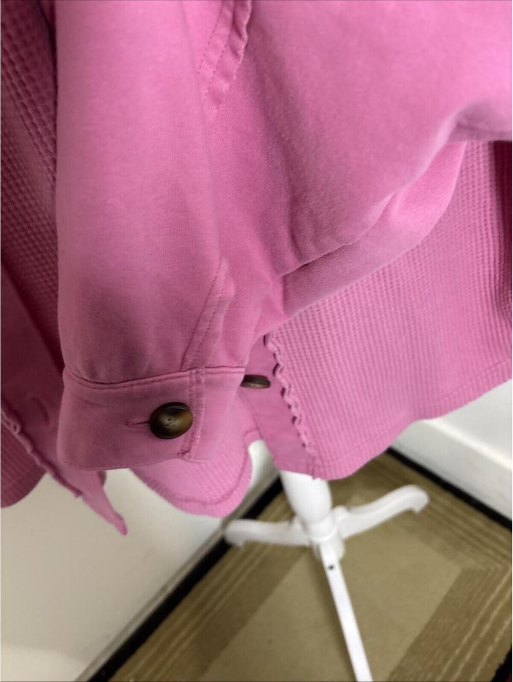 American Eagle Pink Waffle Knit Shacket Medium Hoodie Button Up - Picture 7 of 14